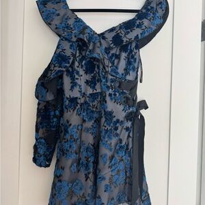 Self-Portrait Blue Floral Lace Dress – Size US 6 (UK 10)